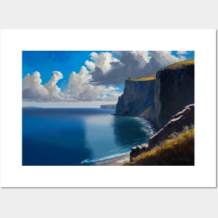 Ocean View Home Decor Greece Cliffs "Aegean Air" Posters and Art